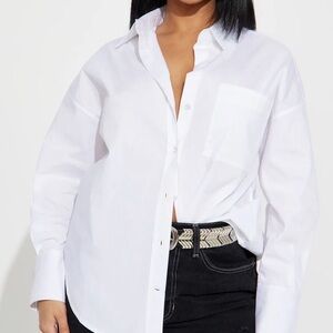 Fashion nova Closet Staple Poplin Shirt - White 1X